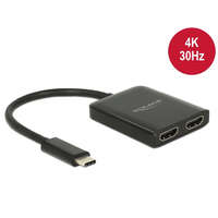 Delock Delock Elosztó USB Type-C csatlakozóval (DP alternatív mód támogatás) > 2 db HDMI csatlakozó, 4K 30 (87719)