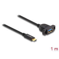 Delock Delock SuperSpeed USB 10 Gbps (USB 3.2 Gen 2) USB Type-C kábel apa A-típusú USB anya 1 m panel-csatlakozójú fekete (87826)