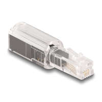 Delock Delock Telefon kábel csavarodás mentes adapterrel RJ10 apa - RJ10 anya áttetsző / fekete (88168)