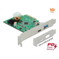 Delock Delock PCI Express x4 kártya 1 db külső C -típusú USB aljzathoz, PD funkcióval + 1 db külső A-típusú (89001)