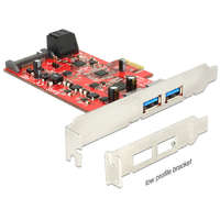 Delock Delock PCI Express kártya > 2 x külső USB 3.0 + 2 x belső SATA 6 Gb/s - Alacsony profilú (89389)