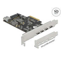 Delock Delock PCI Express x4 Kártya - 4 x USB Type-C + 1 x A-típusú USB - SuperSpeed USB 10 Gbps - alacson (90059)