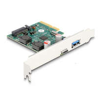 Delock Delock PCI Express x4 Kártya - 1 x külső USB 10 Gbps Type-C anya + 1 x külső A-típusú USB 10 Gbps anya - alacsony profil (90107)