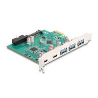 Delock Delock USB 5 Gbps sebességű PCI Expressz x1 kártya - 3 db. külső Á-típusú + 2 db. külső USB Type-C anya és 1 db. belső 19 tűs USB tűfejes apa (90109)
