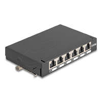 Delock Delock Mini asztali patch panel, RJ45 aljzat, 6 port, Cat.6A, árnyékolt, fekete