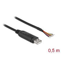 Delock Delock adapterkábel USB 2.0 Type-A és soros RS-232 között 9 nyitott vezetékkel + árnyékolás 0,5 m (90415)