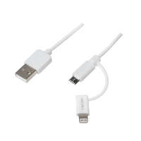 Logilink Logilink USB 2.0 kábel, USB-A/M - Micro-USB + Lightning/M, fehér, 1 m (CU0118)