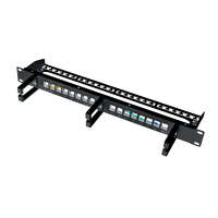 Logilink Logilink 19" Keystone Panel 16 portos, árnyékolt, 3 kábelkezelő gyűrűvel (NK4077)