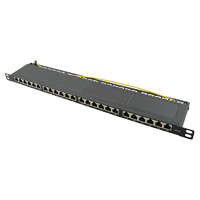 Logilink Logilink Cat.6A Patch Panel 24-port STP, fekete, fél egység magasságú (NP0063)