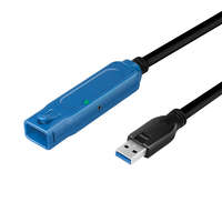 Logilink Logilink USB 3.2 Gen1 kábel, USB-A/M-USB-A/F, erősítő, fekete/kék, 30 m (UA0401)