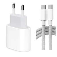 GYÁRI MINŐSÉGŰ 20 W-OS Type-C GYORSTÖLTŐ TÖLTŐ ADAPTER TYPE-C -TYPE-C SZÖVET KÁBELLEL IPHONE 15 16