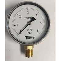 T-METER T-METER nyomásmérő alsó csatlakozással 1/2" 0-6 bar átmérő 100 mm (műanyagházas)