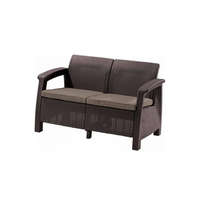 Curver Curver Corfu love seat, kétszemélyes kerti kanapé barna színben, meleg taupe párnával 223214