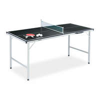 Relaxdays Mini összecsukható beltéri ping-pong asztal tartozékokkal fekete 70x70x150 cm 10039453