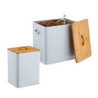  Kutyaeledel tároló doboz bambusz fedelű 2 db-os készlet 5,5 és 13,5 literes 10048222
