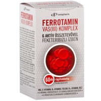 Innopharm Ferrotamin Vas (III) Komplex kapszula 6 aktív összetevővel feketeribizli ízben rágótabletta (60 db)