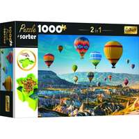 Trefl Trefl: Színes hőlégballonok puzzle - 1000 darabos + szortírozó tálca