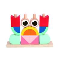 Tooky toy Tooky Toy: Fa Montessori építőjáték - Állatok és formák