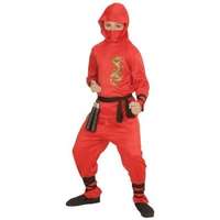 Widmann Piros ninja jelmez sárkány mintával - 116 cm
