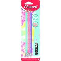 Maped MAPED: Black Peps pasztell radírvégű háromszögletű grafitceruza készlet - HB, 3 db