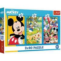 Trefl Trefl: Mickey egér és barátai - 3 x 80 darabos puzzle