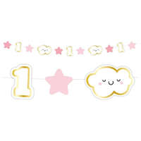 Baby Első születésnap Pink 1st Birthday mini girland 120 cm