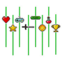 Gamer Játék Game On papír szívószál 8 db-os