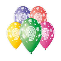 Boldog Születésnapot Happy Birthday 9 Star léggömb, lufi 5 db-os 13 inch (33 cm)