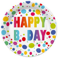 Boldog Születésnapot Happy Birthday Dots papírtányér 8 db-os 22,7 cm