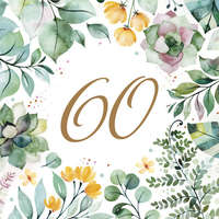 Boldog Születésnapot Happy Birthday 60 Floral Frame szalvéta 20 db-os 33x33 cm