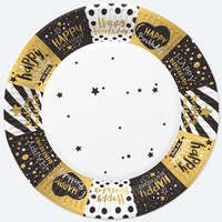 Boldog Születésnapot Happy Birthday Golden papírtányér 8 db-os 22,7 cm