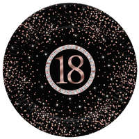 Boldog Születésnapot Happy Birthday 18 Rose Gold papírtányér 8 db-os 22,7 cm