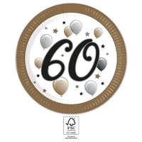 Boldog Születésnapot Happy Birthday 60 Milestone papírtányér 8 db-os 23 cm FSC