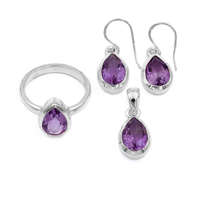 Ékszer ABC Ezüst ametiszt köves szett "csepp"