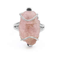 Ékszer ABC Egyedi ezüst csiszolatlan rózsakvarc köves gyűrű