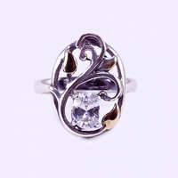 Ékszer ABC Ezüst aranyozott cirkónia köves gyűrű "inda"