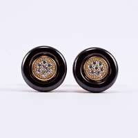 Ezüst-kerámia fülbevaló rosé aranyozással, cirkónia kövekkel