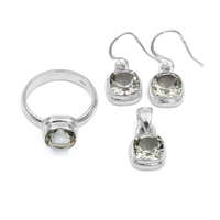 Ékszer ABC Ezüst zöld ametiszt köves szett