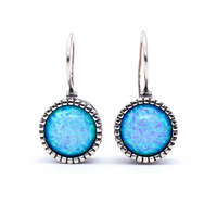 Shablool Izraeli ezüst opál köves fülbevaló "áttört.kerek"