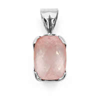 Ékszer ABC Ezüst rózsakvarc köves medál "13x18"