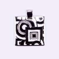 Ékszer ABC Ezüst zománcozott, cirkónia köves medál "fekete-fehér"