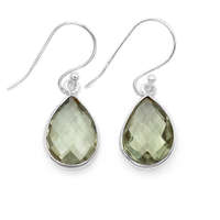 Ékszer ABC Ezüst zöld ametiszt köves fülbevaló "csepp"