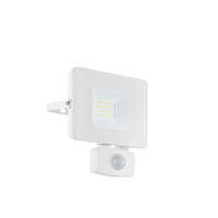 EGLO EGLO 33157 FAEDO 3, kültéri, IP44-es fali lámpa, LED-es foglalattal, MAX 20W teljesítménnyel, 1800 lm, 5000 K, fehér / alumínium lámpatest, mozgásérzékelővel, áttetsző / üveg búrával, sarokra szerelhető, LED nem cserélhető