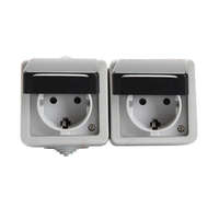 Kanlux Kanlux 27131 TEKNO 05-1248-143 földelt dupla csatlakozóaljzat, 2x2P+F, gyermekvédelemmel, vízszintes elhelyezéssel, fekete, csavaros bekötés, 16A - 250V~ (Kanlux 27131)