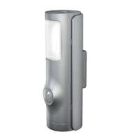  LEDVANCE NIGHTLUX Torch Silver, beltéri, ezüst LED lámpa fény- és mozgásérzékelővel, 3xAAA elemmel, 0.35 W, foglalat: LED modul, IP54 védelem, 4000 K színhőmérséklet, 10 lm fényerő, 2 év garancia, 4058075260719