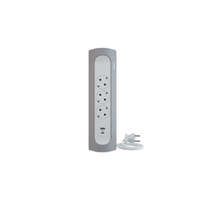 Legrand Legrand 694502 Sarokba illeszkedő elosztósor, 3x2P+F, USB-A + USB-C, 1 m vezetékkel, fehér-alumínium (Legrand 694502)