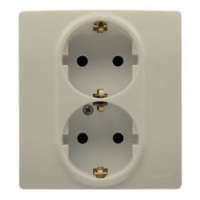 Legrand Legrand Niloé 764644 földelt csatlakozóaljzat (dugalj) gyermekvédelemmel 2x2P+F bézs burkolattal kerettel, süllyesztett, 16A 250V (Legrand 764644 / 664644)