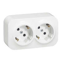 Legrand Legrand Forix 782413 földelt csatlakozóaljzat (dugalj) 2x2P+F fehér burkolattal, kerettel, falon kívüli, 45°-ban elforgatott betéttárcsával, 16A 250V IP20 (Legrand 782413)