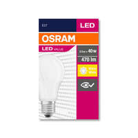 Osram OSRAM Value LED körte, matt búra, 5,5W 470lm 2700K E27, átlagos élettartam: 10000 óra, fényszín: meleg fehér LED VALUE CL A 40 FR 5.5W 2700K E27 ( 4052899326927 )