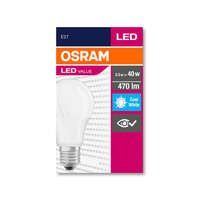 Osram OSRAM Value LED körte, matt búra, 5,5W 470lm 4000K E27, átlagos élettartam: 10000 óra, fényszín: hideg fehér LED VALUE CL A 40 FR 5.5W 4000K E27 ( 4058075127081 )